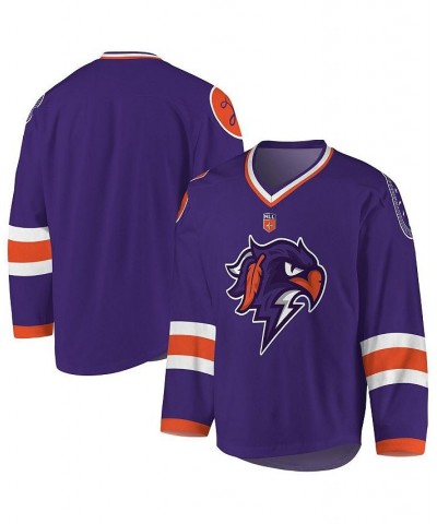 Men's Purple, Orange Halifax Thunderbirds Replica Jersey $61.25 Jersey