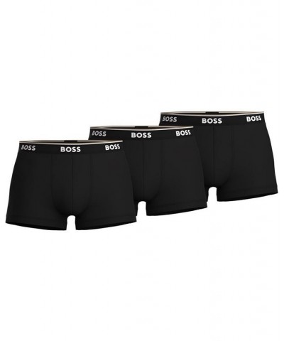 HUGO Men's Power 3-Pk. Tipped Logo Waistband Trunks Black $25.30 Underwear