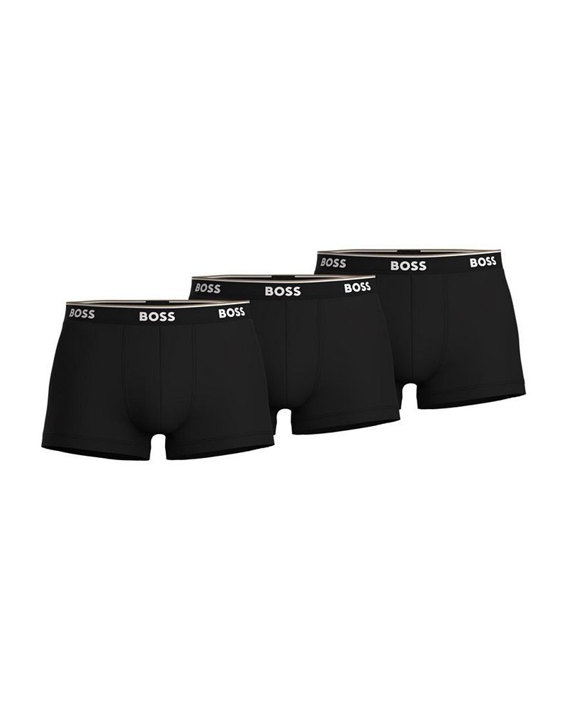 HUGO Men's Power 3-Pk. Tipped Logo Waistband Trunks Black $25.30 Underwear