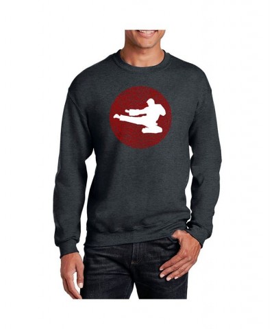 Men's Word Art Types Of Martial Arts Crewneck Sweatshirt Gray $25.00 Sweatshirt