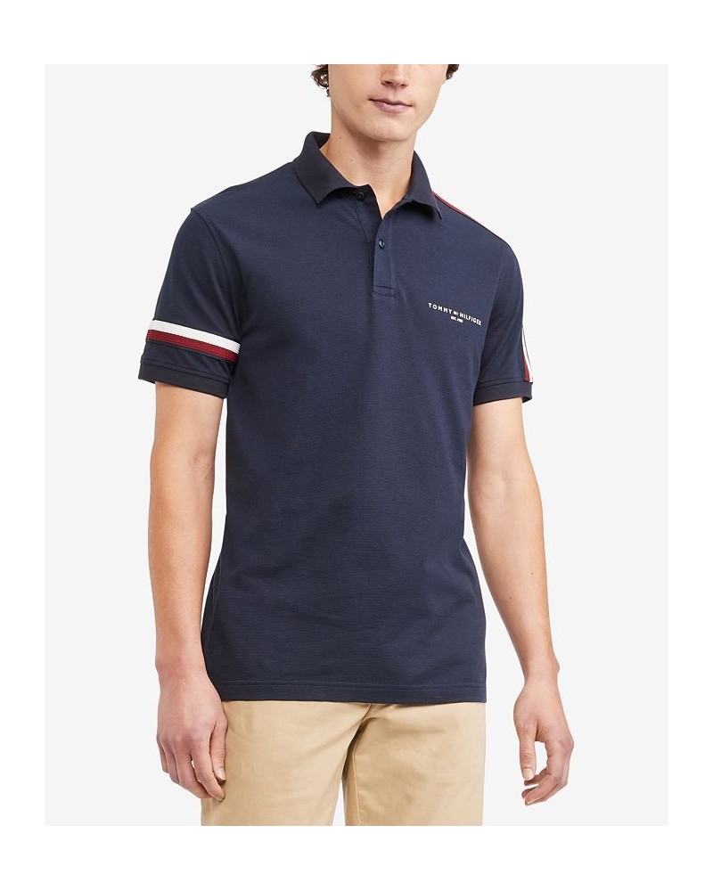 Men's Global Stripe Regular Fit Short Sleeve Polo Shirt Tan/Beige $31.02 Polo Shirts