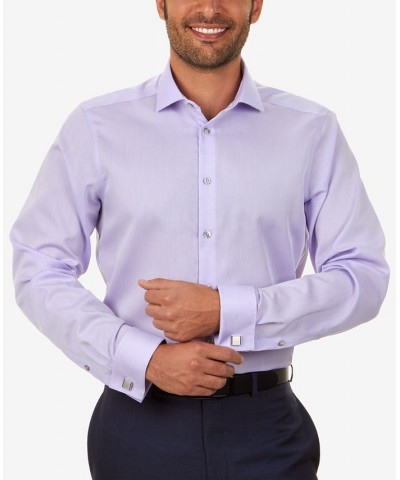 Men's Slim-Fit Non-Iron Performance Herringbone French Cuff Dress Shirt Purple $25.87 Dress Shirts