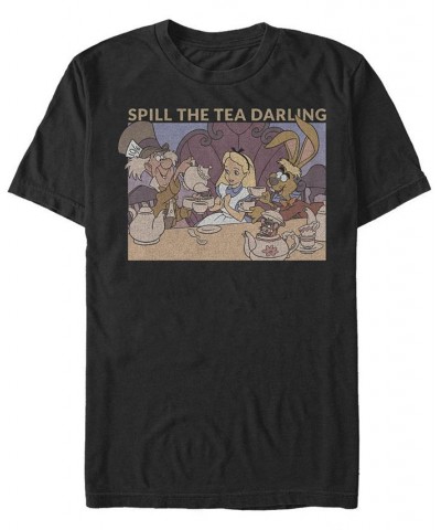 Men's Alice in Wonderland Spill The Tea Short Sleeve T-shirt Black $14.35 T-Shirts