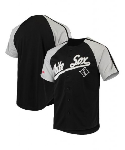 Men's Black Chicago White Sox Button-Down Raglan Replica Jersey $31.85 Jersey