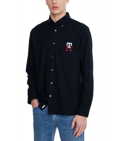 Men's Classic-Fit Embroidered Monogram Button-Down Shirt Blue $24.16 Shirts