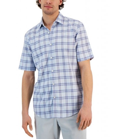 Men's Ellen Classic-Fit Textured Yarn-Dyed Plaid Button-Down Shirt Blue $10.78 Shirts