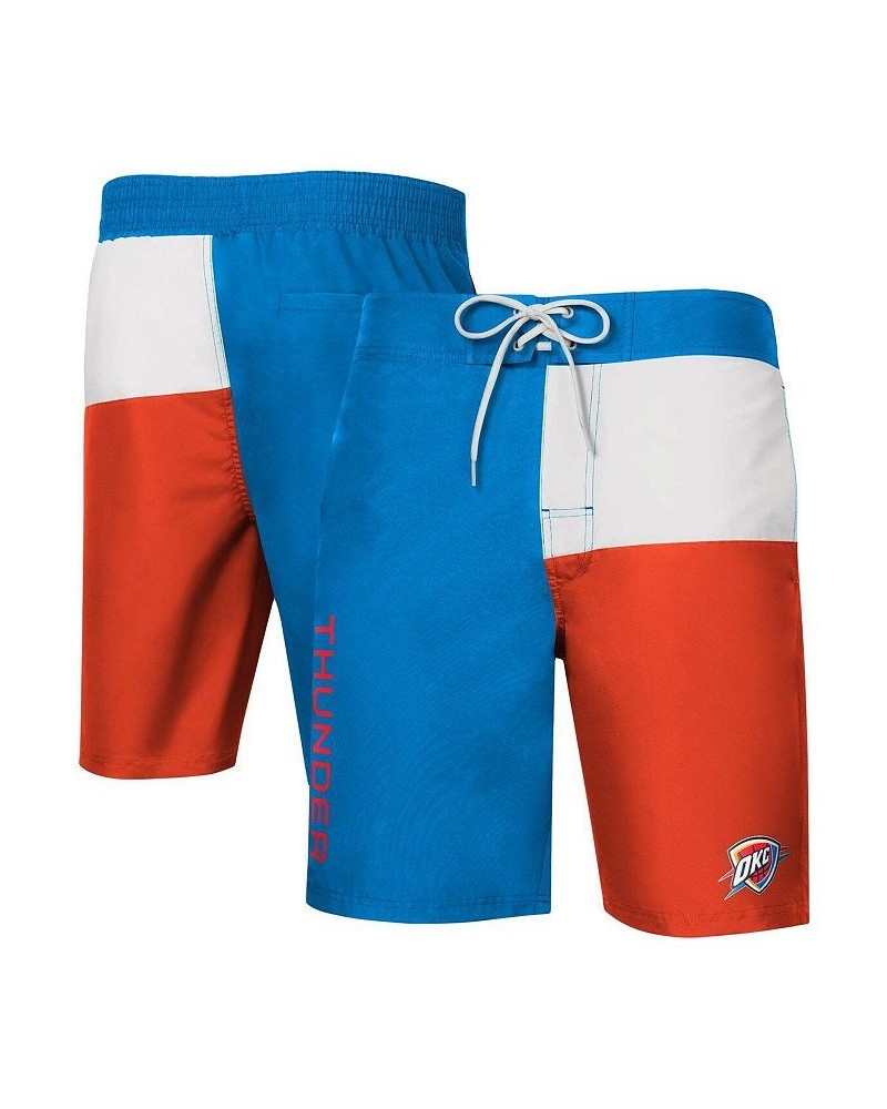 Men's Blue and Orange Oklahoma City Thunder Breeze Color Block Swim Trunks $25.36 Swimsuits