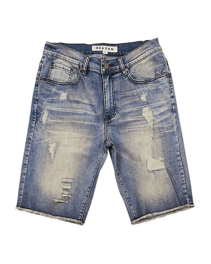 Men's Antique-Like Cutoff Shorts Blue $30.68 Shorts