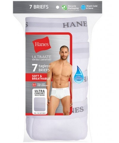 Men's 7-Pk. Ultimate ComfortSoft Briefs White $16.74 Underwear