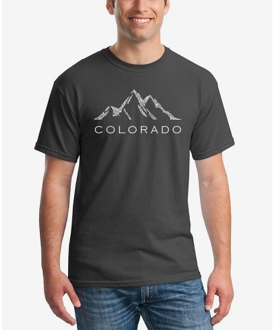 Men's Word Art Colorado Ski Towns Short Sleeve T-shirt Gray $15.40 T-Shirts