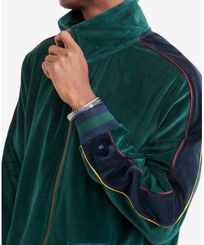 Men's Monogrammed Velour Track Jacket Green $27.81 Jackets
