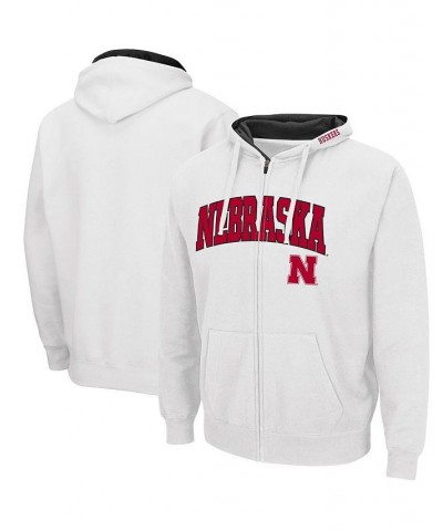 Men's White Nebraska Huskers Arch and Logo 3.0 Full-Zip Hoodie $35.99 Sweatshirt