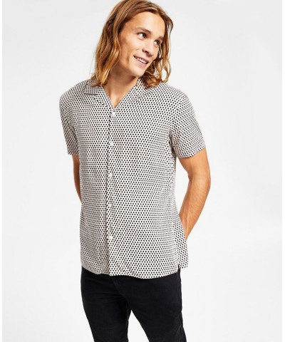 Men's Dawson Classic-Fit Short-Sleeve Geo Print Camp Shirt Orange $18.75 Shirts