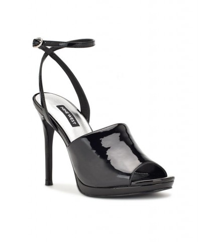 Women's Limbery Peep Toe Ankle Strap Sandals Black $33.79 Shoes
