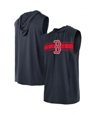 Men's Navy Boston Red Sox Sleeveless Pullover Hoodie $29.49 T-Shirts