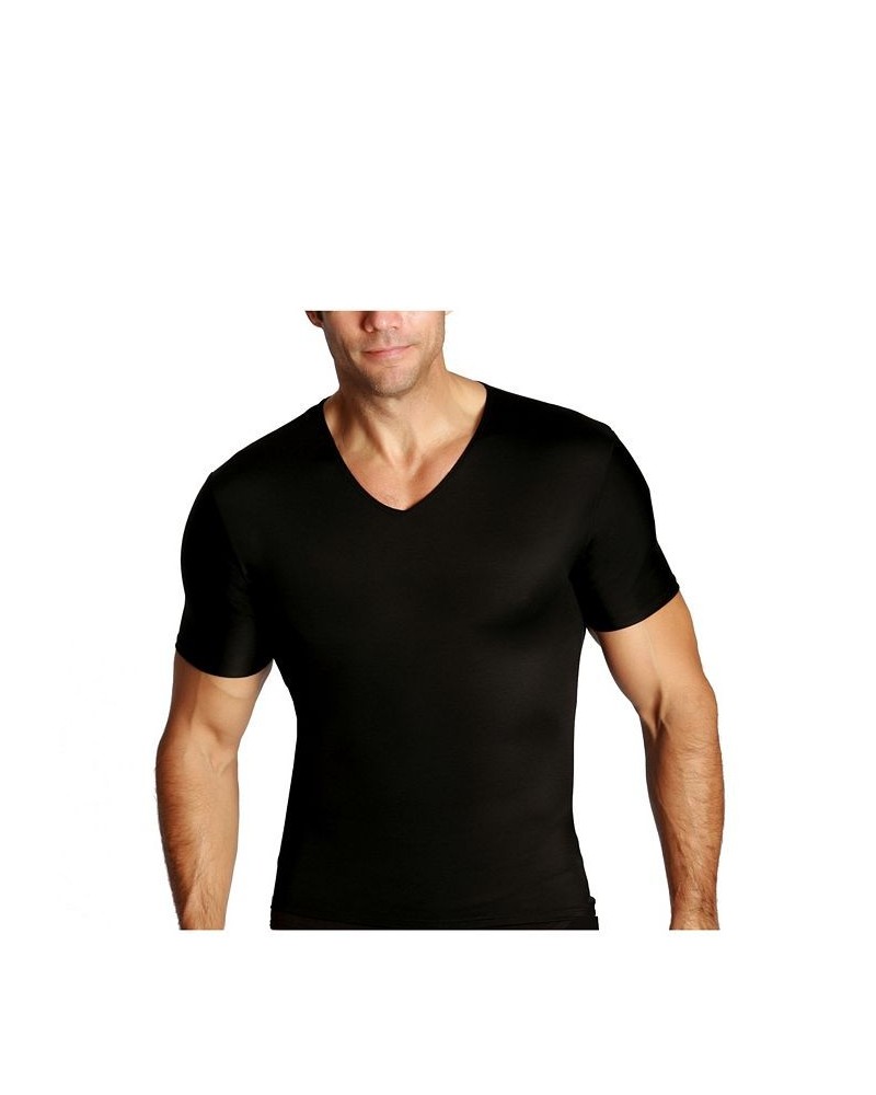 Insta Slim Men's Compression Short Sleeve V-Neck T-Shirt Black $40.46 Undershirt