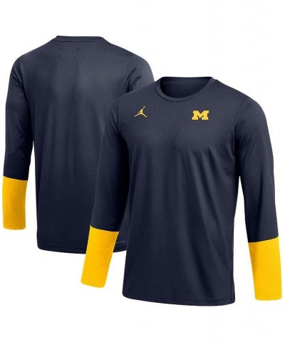 Men's Navy Michigan Wolverines Football Performance Long Sleeve T-shirt $38.25 T-Shirts