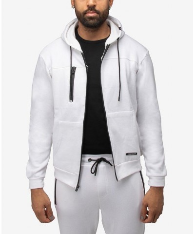 Men's Fleece Full-Zip Hoodie with Chest Pocket White $20.40 Sweatshirt