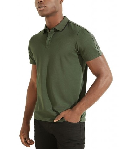 Men's Logo Taped Tipped Collar Polo Shirt Green $29.99 Polo Shirts