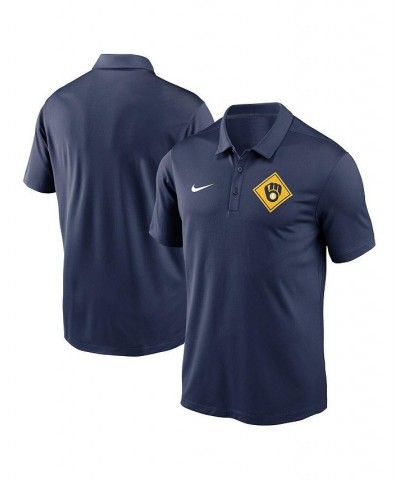Men's Navy Milwaukee Brewers Diamond Icon Franchise Performance Polo Shirt $34.44 Polo Shirts