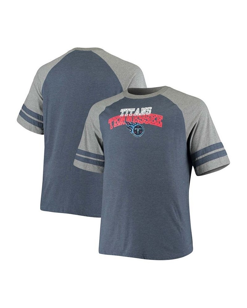 Men's Big and Tall Navy, Heathered Gray Tennessee Titans Two-Stripe Tri-Blend Raglan T-shirt $16.00 T-Shirts