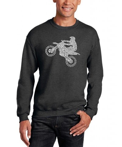 Men's Freestyle Motocross - FMX Word Art Crewneck Sweatshirt Gray $21.50 Sweatshirt