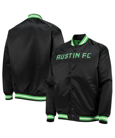 Men's Black Austin FC Satin Full-Snap Raglan Jacket $50.40 Jackets