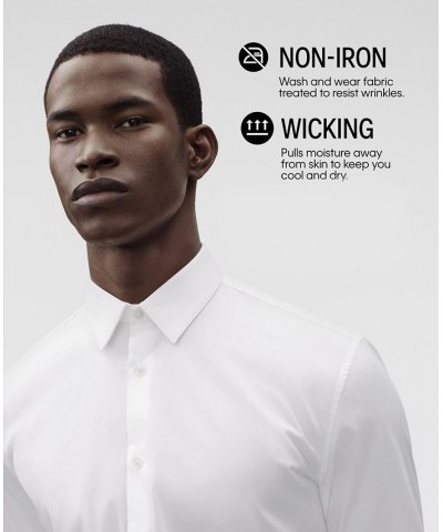 Calvin Klein Men's STEEL Classic-Fit Non-Iron Performance Herringbone Spread Collar Dress Shirt PD07 $25.37 Dress Shirts