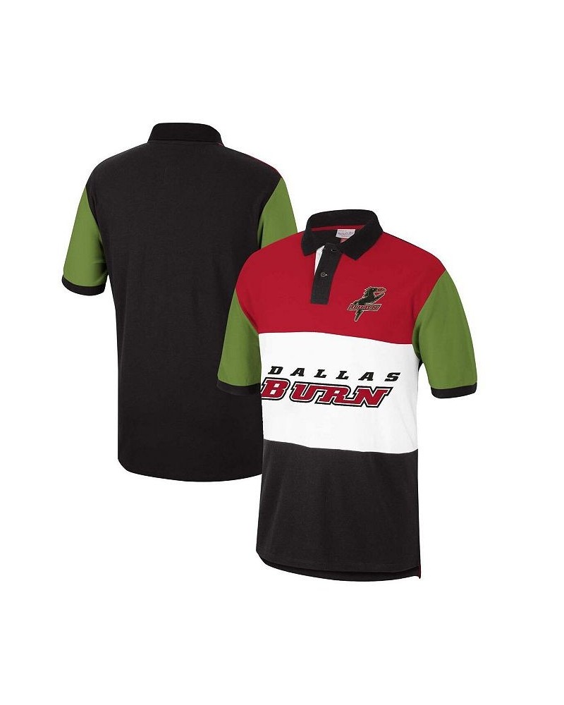 Men's Red Dallas Burn Since '96 Color Blocked Polo Shirt $43.34 Polo Shirts