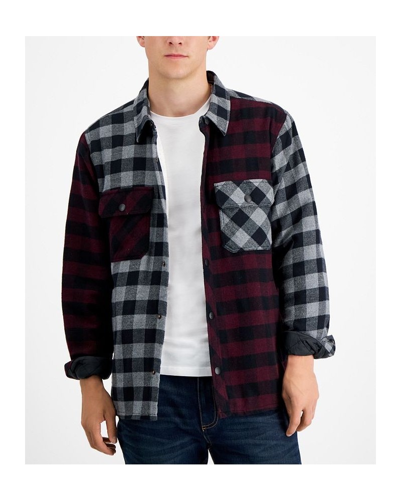 Men's Ezra Patchwork Flannel Shirt Jacket Black $18.39 Shirts
