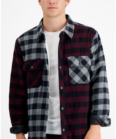 Men's Ezra Patchwork Flannel Shirt Jacket Black $18.39 Shirts