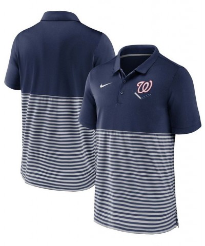 Men's Navy-Gray Washington Nationals Home Plate Striped Polo $43.19 Polo Shirts