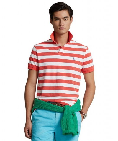 Men's Classic-Fit Striped Mesh Polo Shirt Red $51.25 Polo Shirts