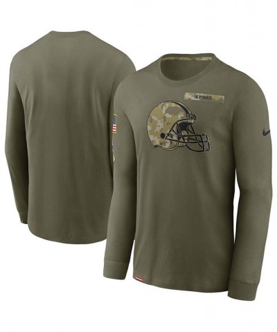 Men's Olive Cleveland Browns 2021 Salute To Service Performance Long Sleeve T-Shirt $21.50 T-Shirts