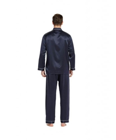 22 Momme Unique Silk Pajamas Set For Men Blue $101.01 Pajama