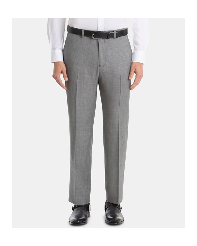 Men's UltraFlex Classic-Fit Light Grey Sharkskin Wool Pants $36.39 Suits