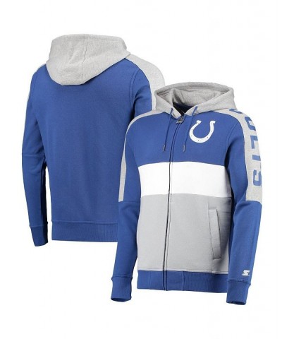Men's Royal, Gray Indianapolis Colts Playoffs Color Block Full-Zip Hoodie $44.10 Sweatshirt