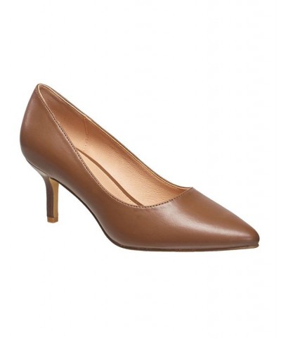 Women's Kate Classic Pointy Toe Stiletto Pumps Brown $53.90 Shoes