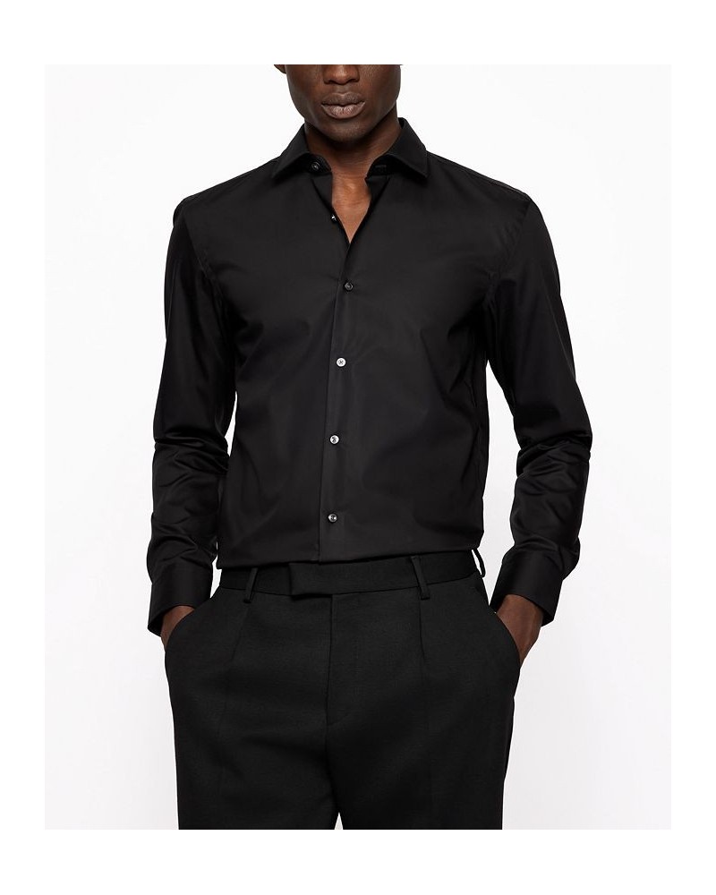 BOSS by Men's Slim-Fit Easy-Iron Cotton Dress Shirt Black $50.32 Dress Shirts