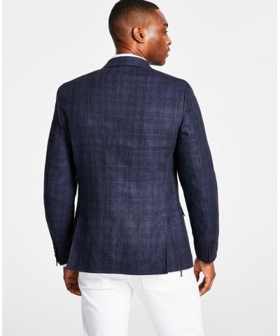 Men's Slim-Fit Windowpane Sport Coat Blue $52.80 Blazers