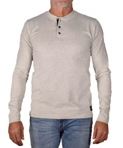 Men's Modern Fit Stretch Jersey Henley T-shirt Tan/Beige $29.70 T-Shirts