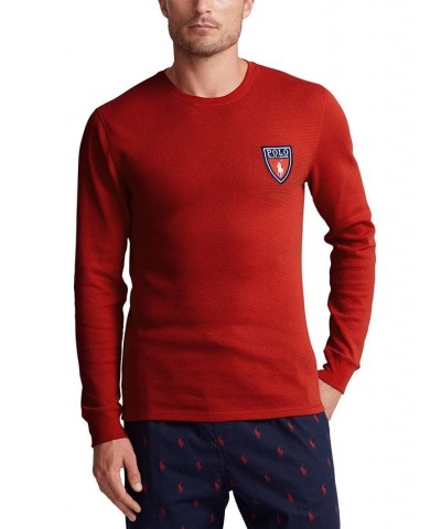 Men's Waffle-Knit Pajama Shirt w/ Ralph Lauren's Heraldic Crest Red $17.47 Pajama