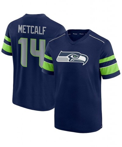 Men's Branded DK Metcalf College Navy Seattle Seahawks Hashmark Name Number V-Neck T-shirt $19.74 T-Shirts