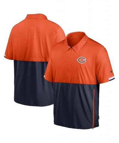 Men's Orange and Navy Chicago Bears Sideline Coaches Half-Zip Short Sleeve Jacket $36.00 Jackets