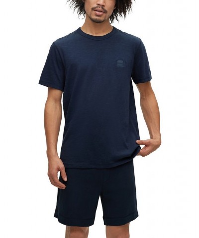 BOSS Men's Logo Patch Cotton-Jersey Regular-Fit T-shirt Blue $33.64 T-Shirts