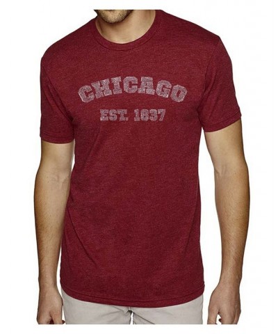 Men's Premium Word Art T-Shirt - Chicago 1837 Red $23.84 T-Shirts