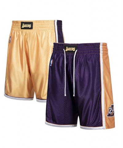 Men's Kobe Bryant Gold-Tone and Purple Los Angeles Lakers Authentic Reversible Shorts $96.20 Shorts