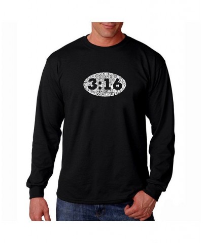 Men's Word Art Long Sleeve T-Shirt- John 3:16 Black $20.39 T-Shirts