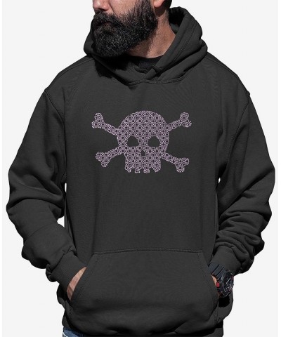 Men's Word Art Xoxo Skull Hooded Sweatshirt Gray $25.20 Sweatshirt