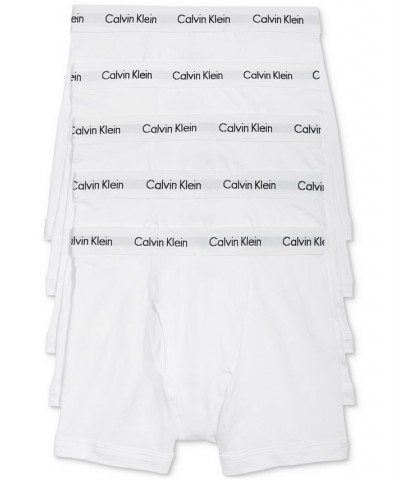 Men's Cotton Stretch Boxer Briefs 5-Pack White $31.74 Underwear